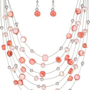 Colorful Crystal Beaded Necklace Set for Women Multi-Layer Statement Jewelry